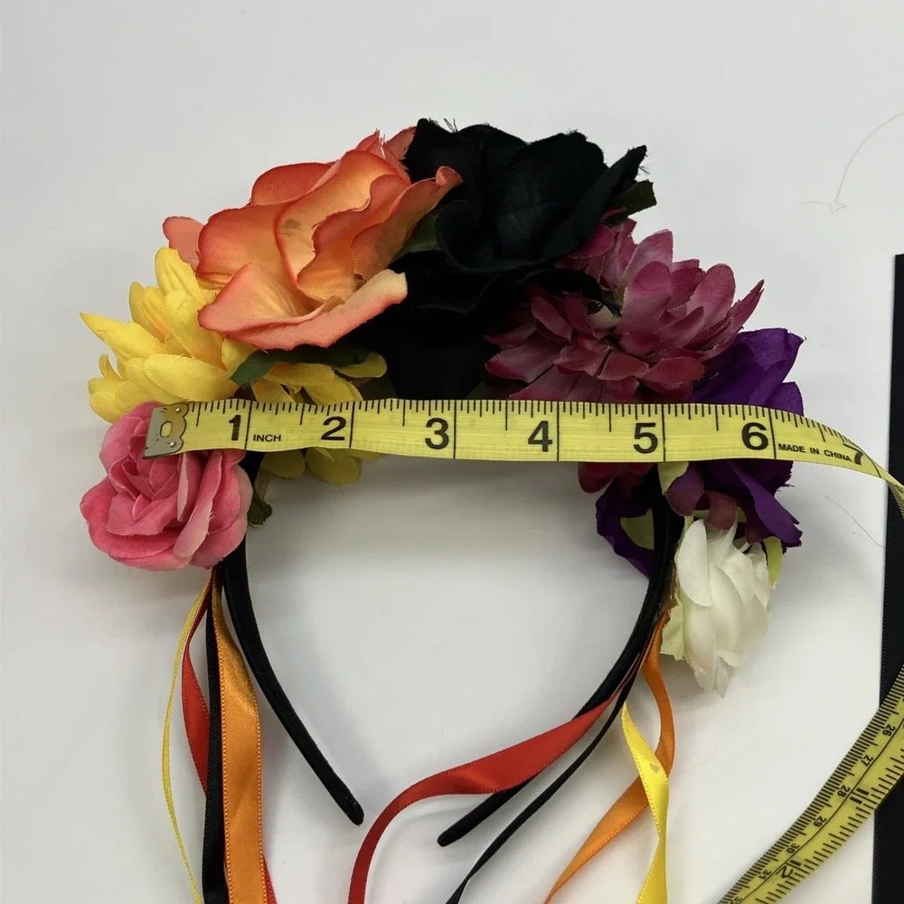 Flower Headband Ribbons Ren Faire Festival Fairycore Fantasy Whimsigoth Cosplay